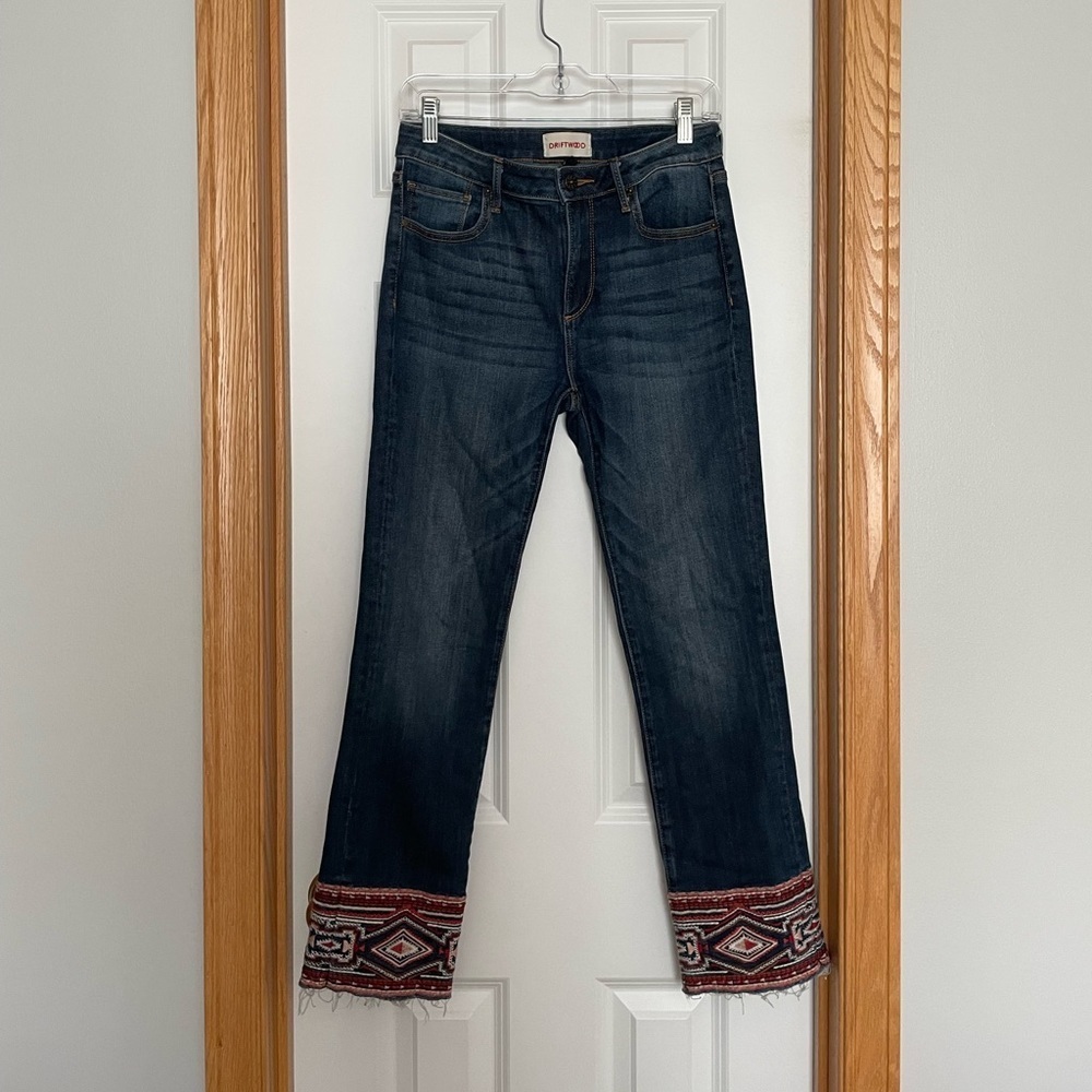 Driftwood Colette Straight Jeans Embroidered Size 27x27
